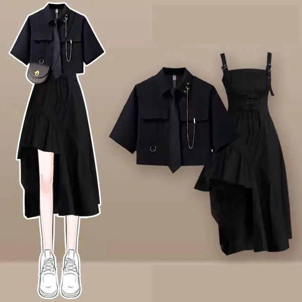 Noir Scholar Asymmetry Outfit Set