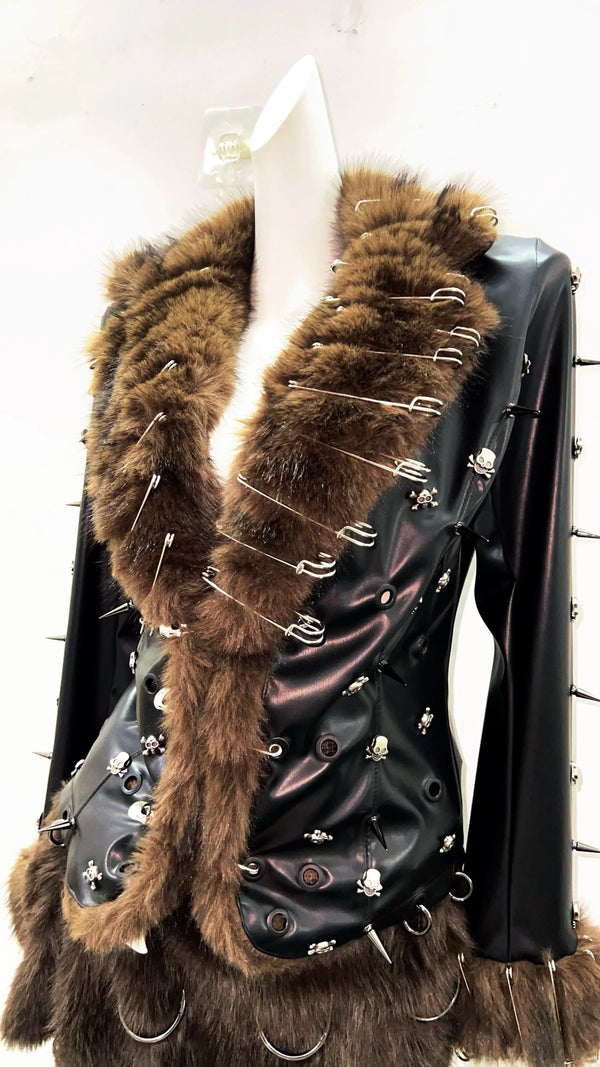 Ferox Spiked Winter Huntress Leather Jacket