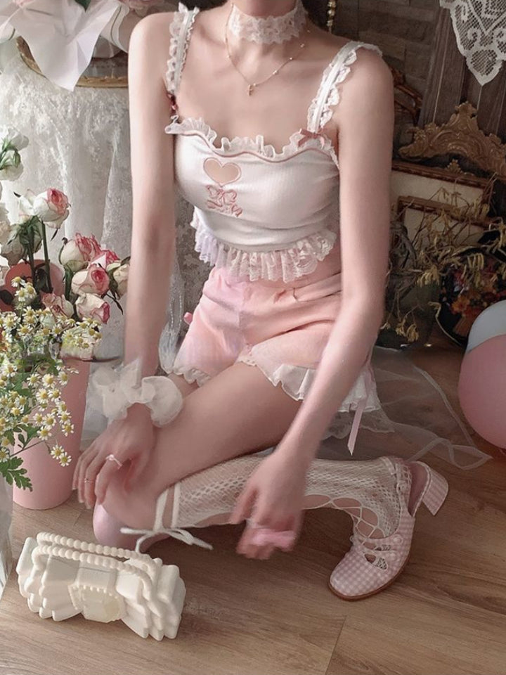 Pink Kawaii Lolita Tank Top - Juneptune