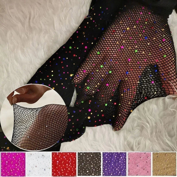 Crystal Shimmer Rhinestone Fishnet Tights
