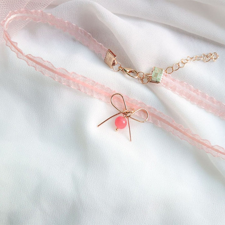 Kawaii Peach Pink Choker Necklace - Juneptune