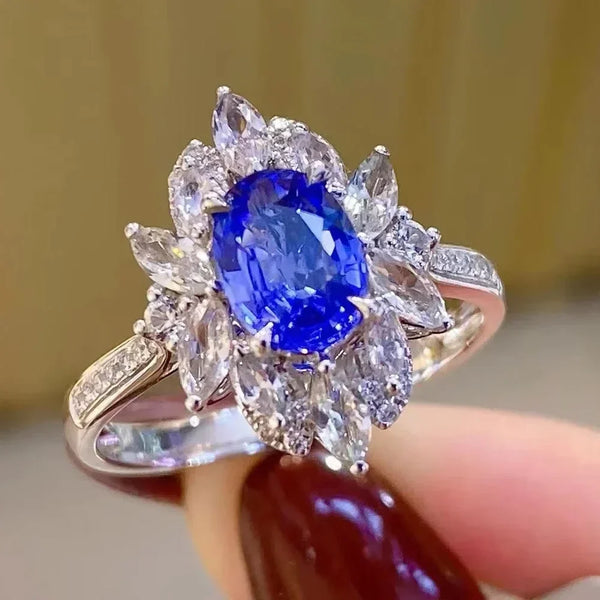 Aesthetic Deep Sea Blue Stone Ring Collection