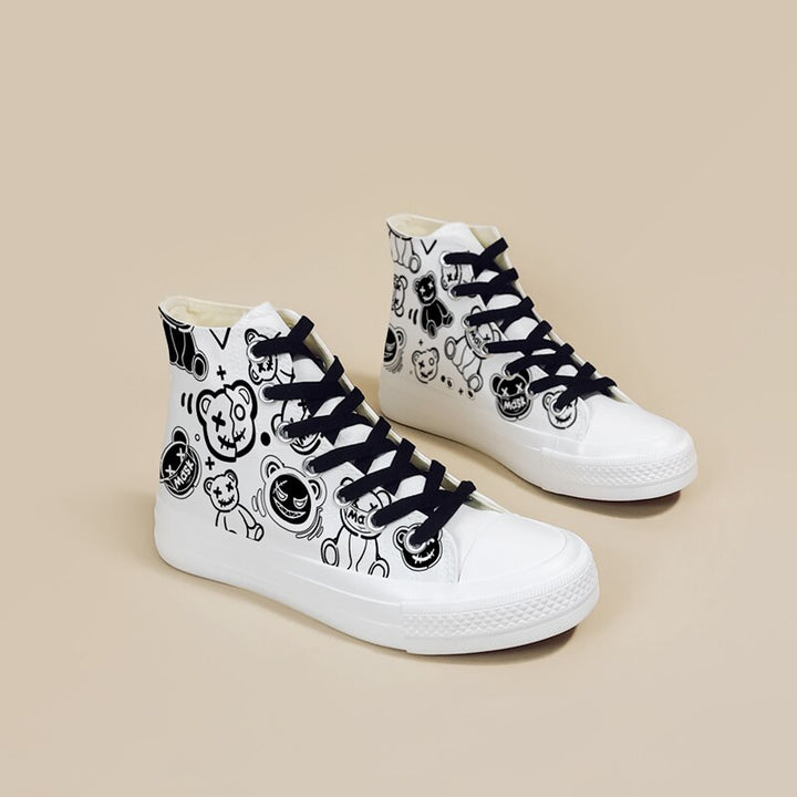 Graffiti Bear Streetwear High Top Shoes - Juneptune