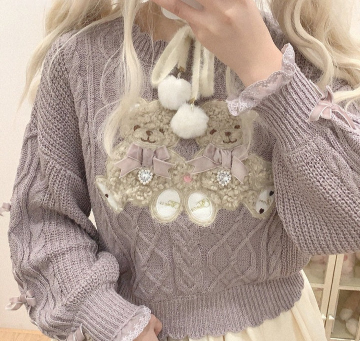 Sweet Lolita Knitted Bear Pullover - Juneptune