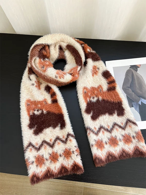 Cinnamon Red Panda Cozy Knit Scarf