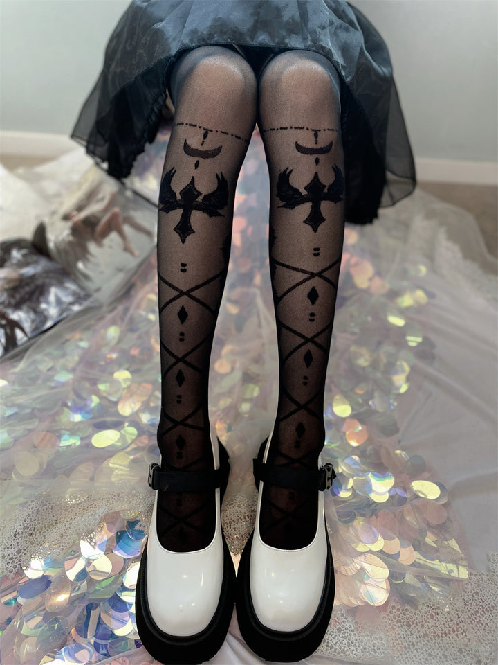 Gothic Lolita Black Stockings - Juneptune