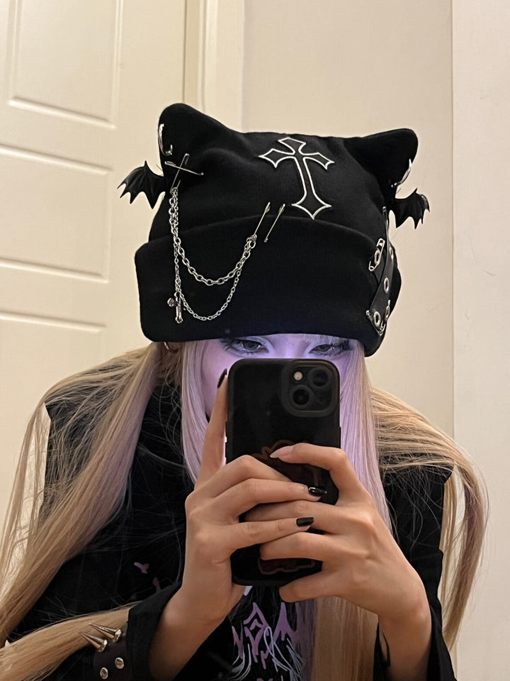 Harajuku Knitted Beanie With Cat Ears - Juneptune