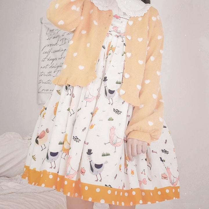 Kawaii Lolita Knitted Hearts Cardigan - Juneptune