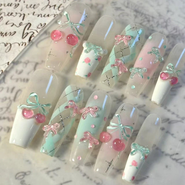 Minty Cherry Dream Nails Set