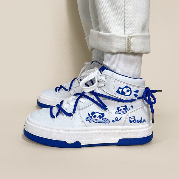 Kawaii Blue Panda Chunky Sneakers - Juneptune