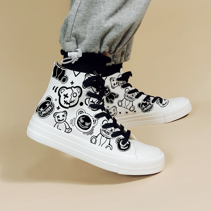 Graffiti Bear Streetwear High Top Shoes - Juneptune