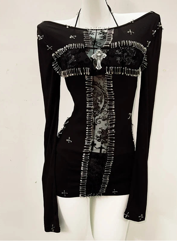 Gothic Cross Lace Corset Top