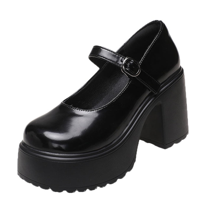 Platform Mary Jane Shoes With Buckle Strap - Juneptune