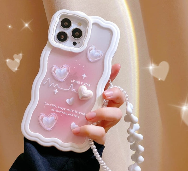 Kawaii Pearly Heart Gradient iPhone Case - Juneptune