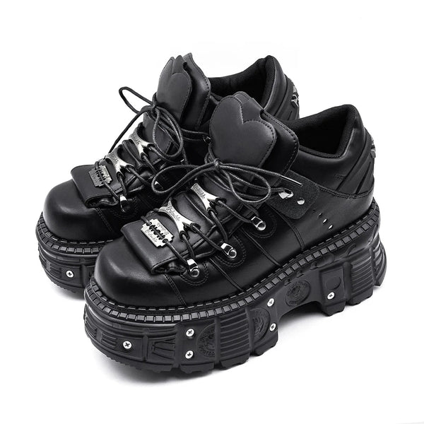 Gothic Heart Chunky Platform Sneakers