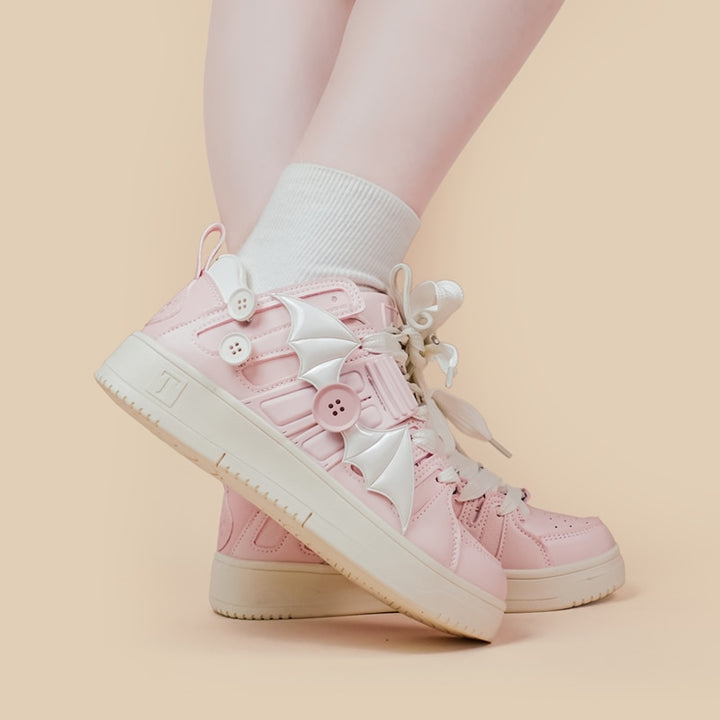 Kawaii Pink Angel Chunky Sneakers - Juneptune