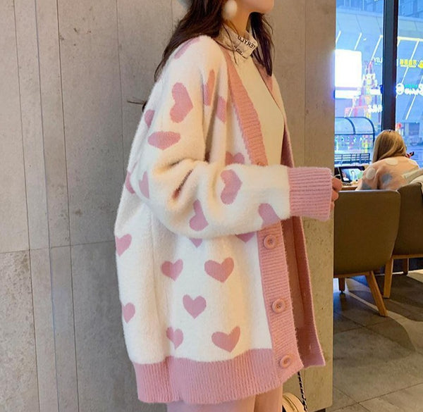 Pink Hearts Cardigan