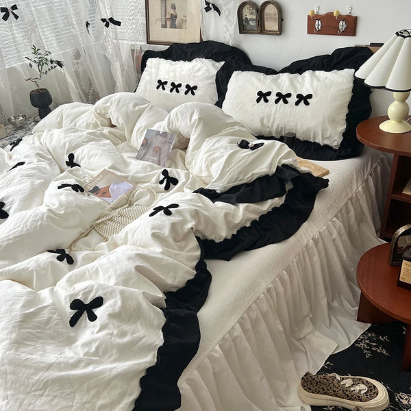 Princess Midnight Bow Ruffle Bedding Set