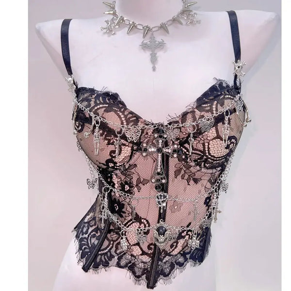 Midnight Rose Gothic Lace Corset