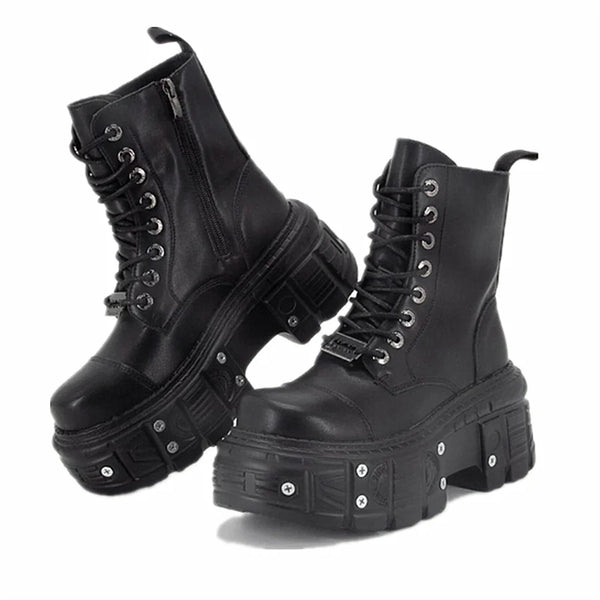 Gothic Rivet Platform Combat Boots