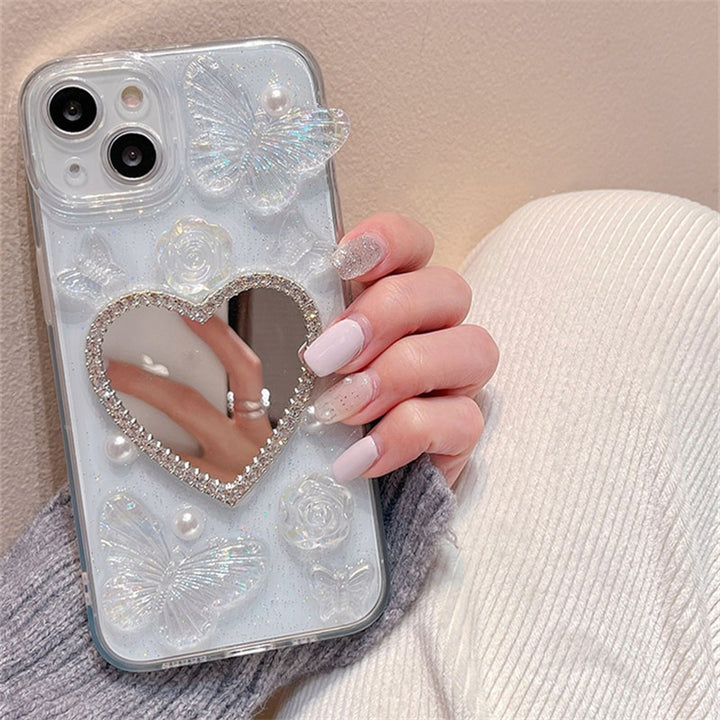 Butterfly Heart Mirror iPhone Case - Juneptune