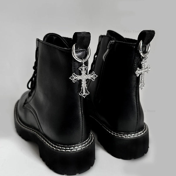 2pcs Gothic Cross & Dagger Boot Charms