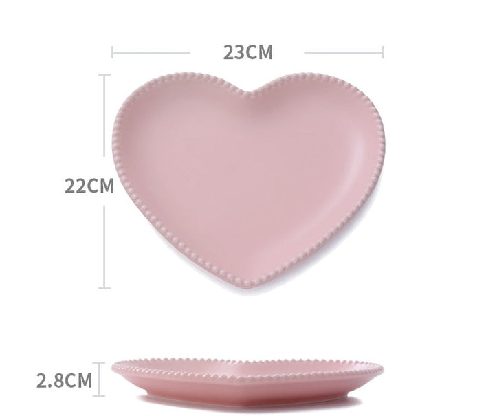Kawaii Heart Shaped Ceramic Plate - Juneptune