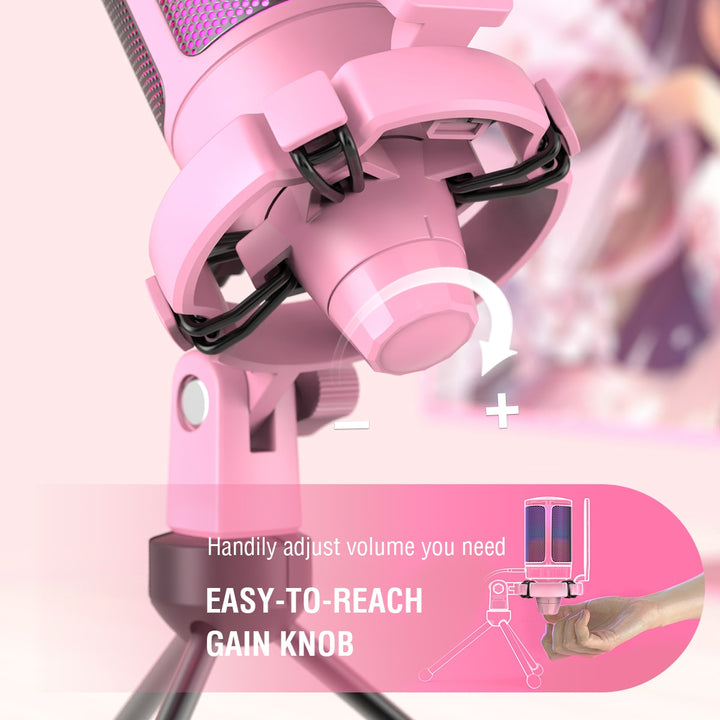 Pink USB Gaming PC Microphone - Juneptune