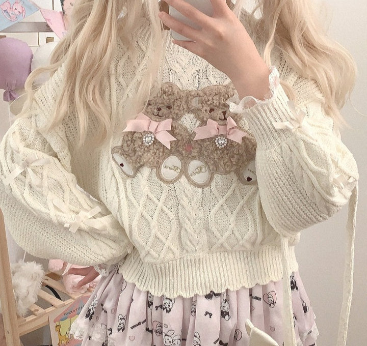 Sweet Lolita Knitted Bear Pullover - Juneptune