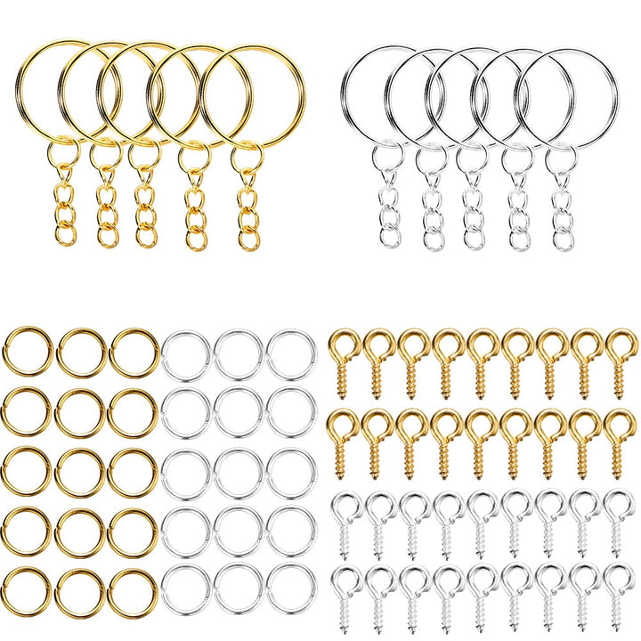 DIY Crafting Open Jump Rings Eye Pins Keychain Hooks Set - Juneptune