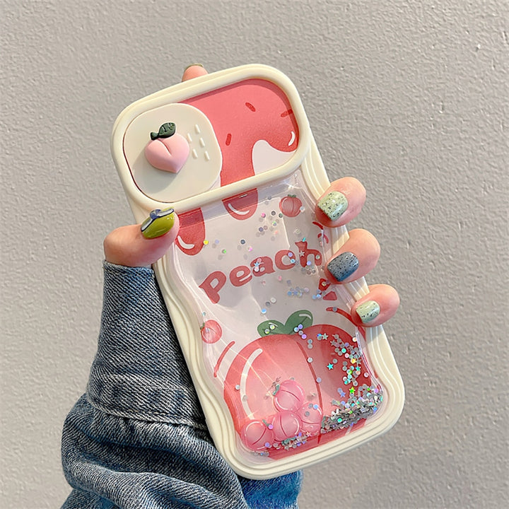 Kawaii Glitter Strawberry Peach Coconut iPhone Case With Bracelet - Juneptune
