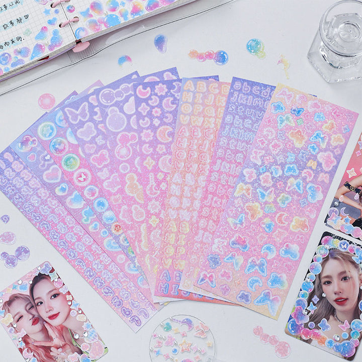 Glitter Holographic Kawaii Stickers - Juneptune