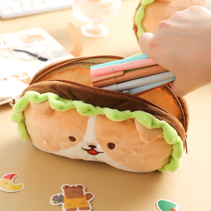 Kawaii Hamburger Dog Pencil Case - Juneptune