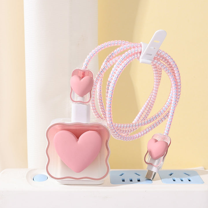 Cute Heart Silicone Cable Protector for iPhone - Juneptune