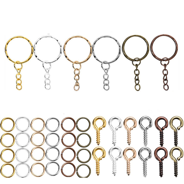 DIY Crafting Open Jump Rings Eye Pins Keychain Hooks Set - Juneptune