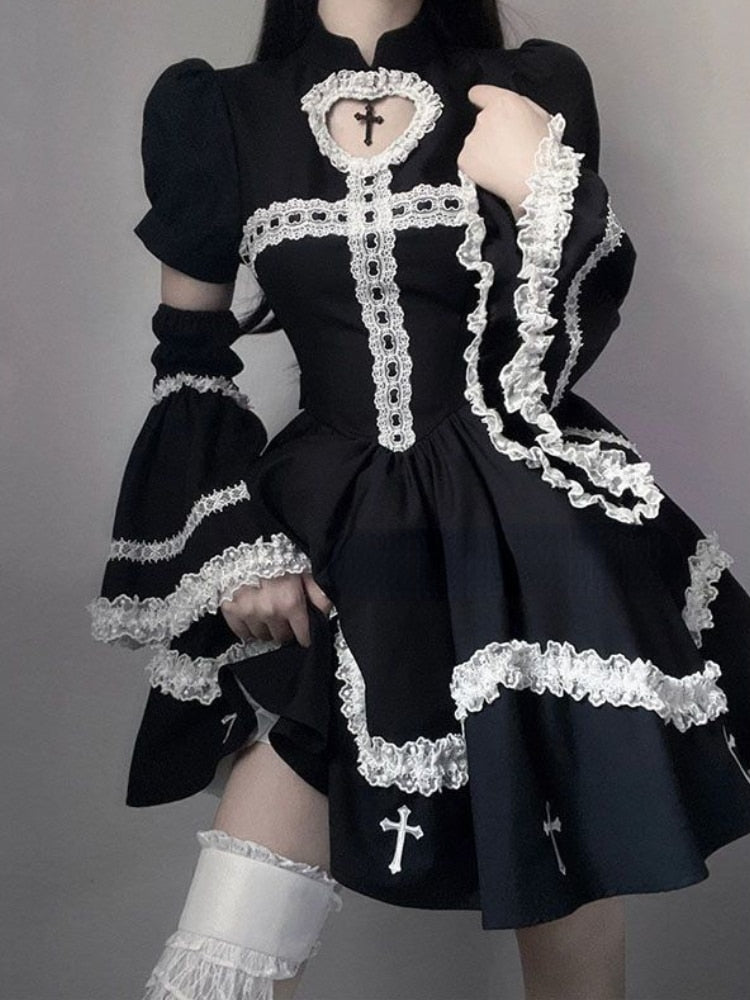 Gothic Nun Dress With Sleeves