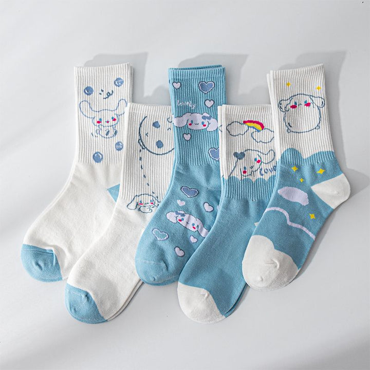 Kawaii Sanrio Cinnamoroll Cotton Socks Set - Juneptune