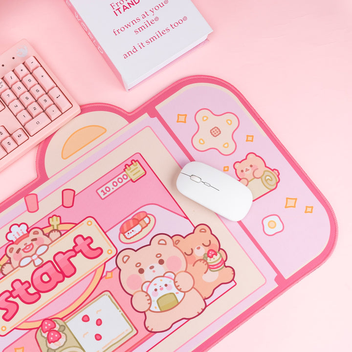 Kawaii Pink Bear With Ears Mouse Pad - Juneptune