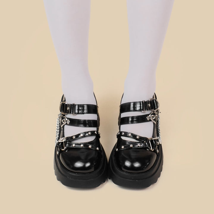 Gothic Lolita High Heel Black Shoes - Juneptune