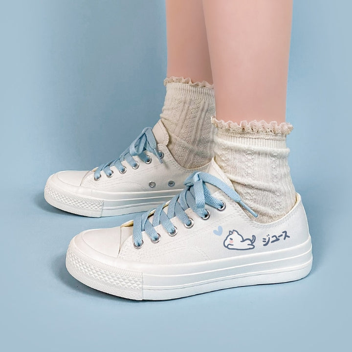 Kawaii Blue Cat Low Top Shoes - Juneptune