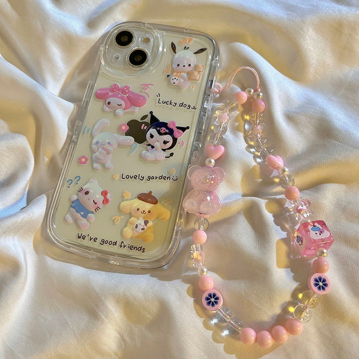 Kawaii Sanrio Hello Kitty Kuromi iPhone Case With Bracelet - Juneptune