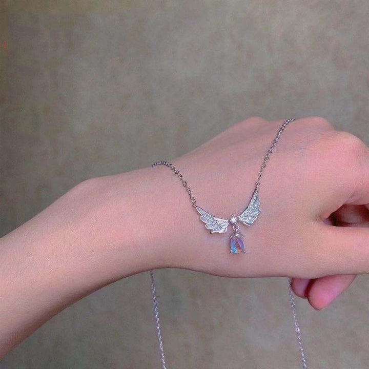 Y2K Purple Crystal Heart Pendant Necklace - Juneptune