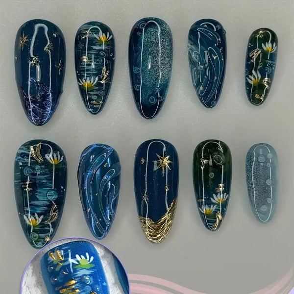 Midnight Lotus Nails Set