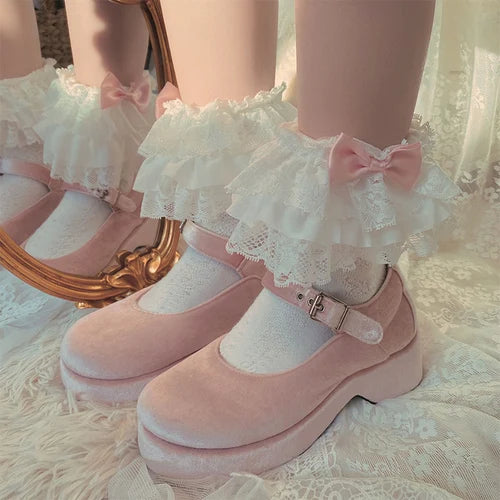 Princess Lace Bow Ruffle Socks