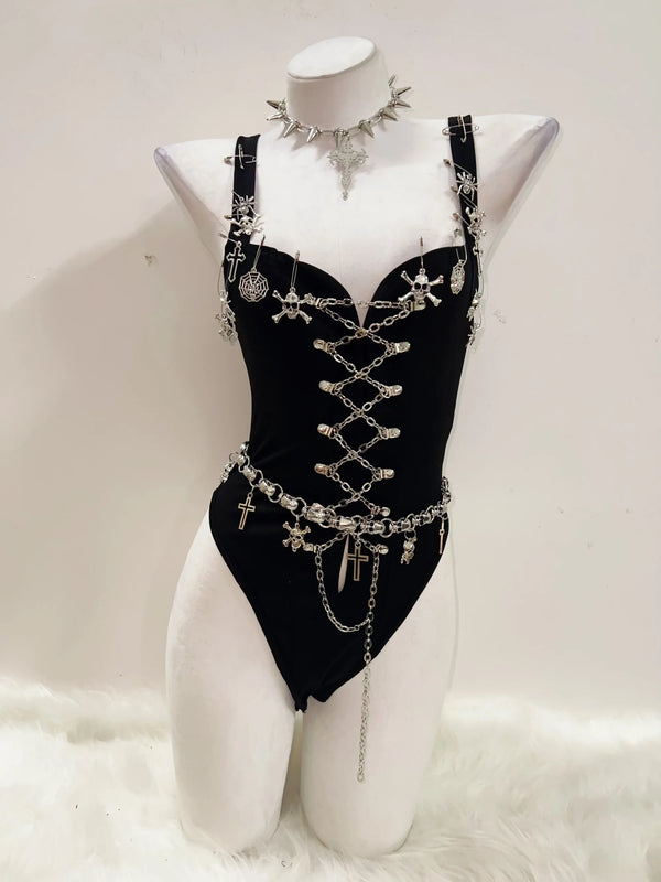 Midnight Chain Siren Gothic Bodysuit