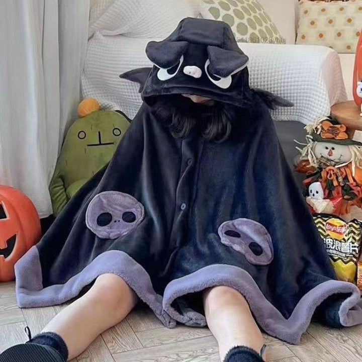 Kawaii Spooky Bat Black Cloak Pajama - Juneptune