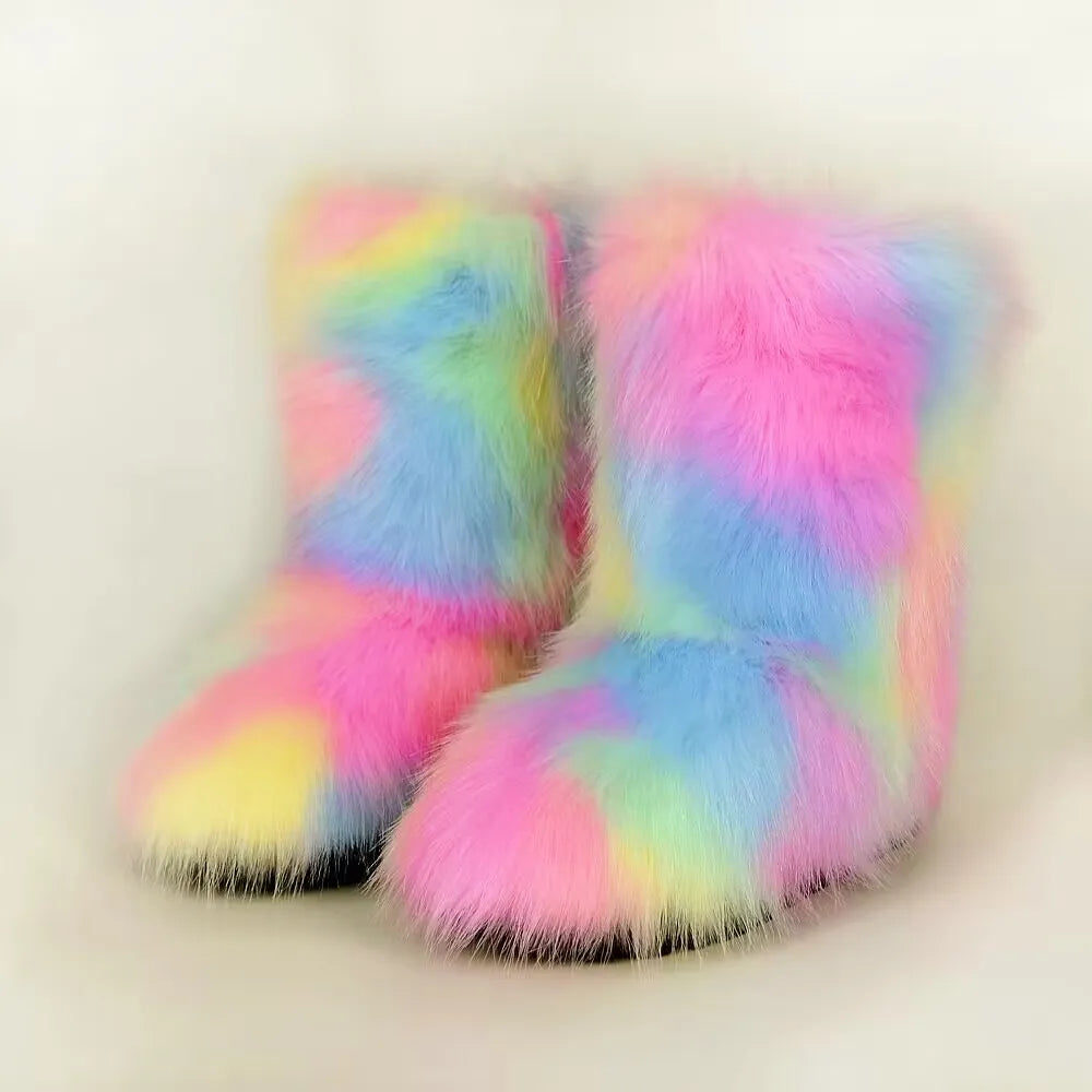 Winter Rainbow Fur Boots – Juneptune