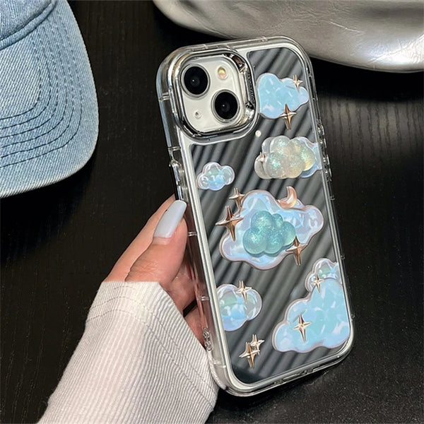 Y2K Holo Clouds iPhone Case