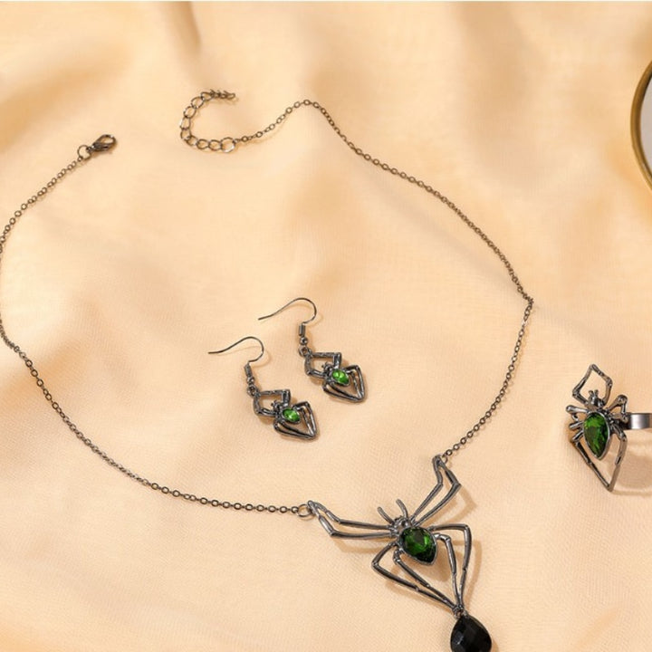 Aesthetic Green Spider Jewelry Set - Juneptune