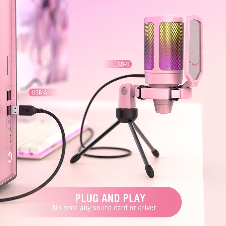 Pink USB Gaming PC Microphone - Juneptune